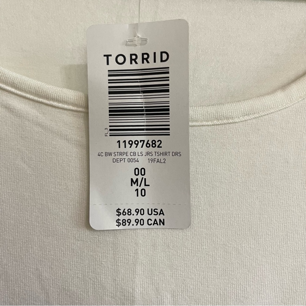 Torrid Black and White Striped Midi Dress with Pocket Size 00 M/L 10 NWT - Picture 3 of 10